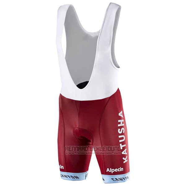 2017 Fahrradbekleidung Katusha Alpecin Rot und Wei Trikot Kurzarm und Tragerhose